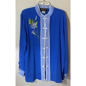 Bob Mackie Wearable Art 100% Silk 2-Piece Button Up Women’s XL Asian Inspired